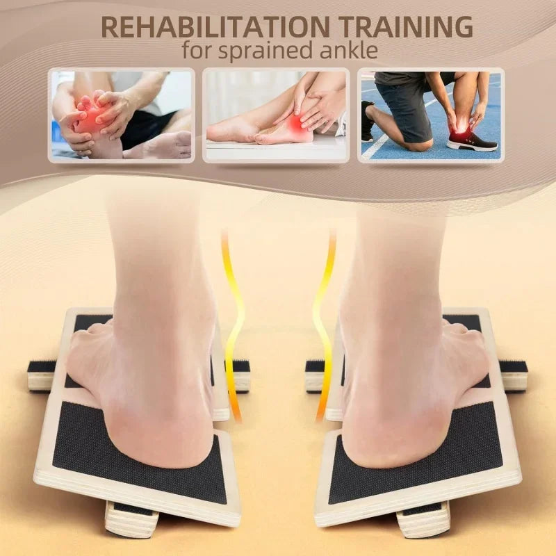 Ankle Strengthener Exerciser for Sprained, Single Foot Balance Board, Non-Slip Wood Wobble Board., BLACK