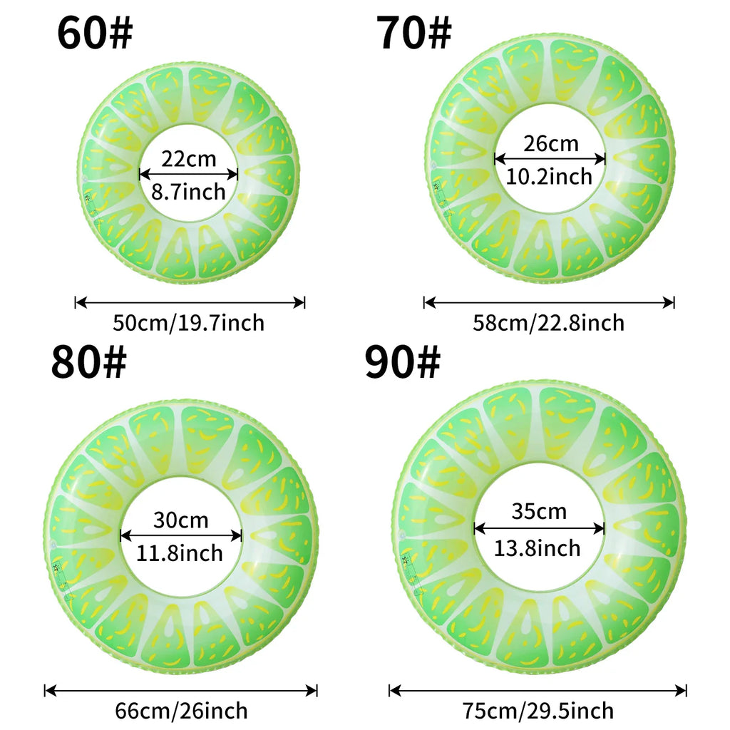 Fruit Pool Float, Watermelon Orange Lemon Swim Tube Ring, Inflatable Swim Pool Party Inner Tube for Kids